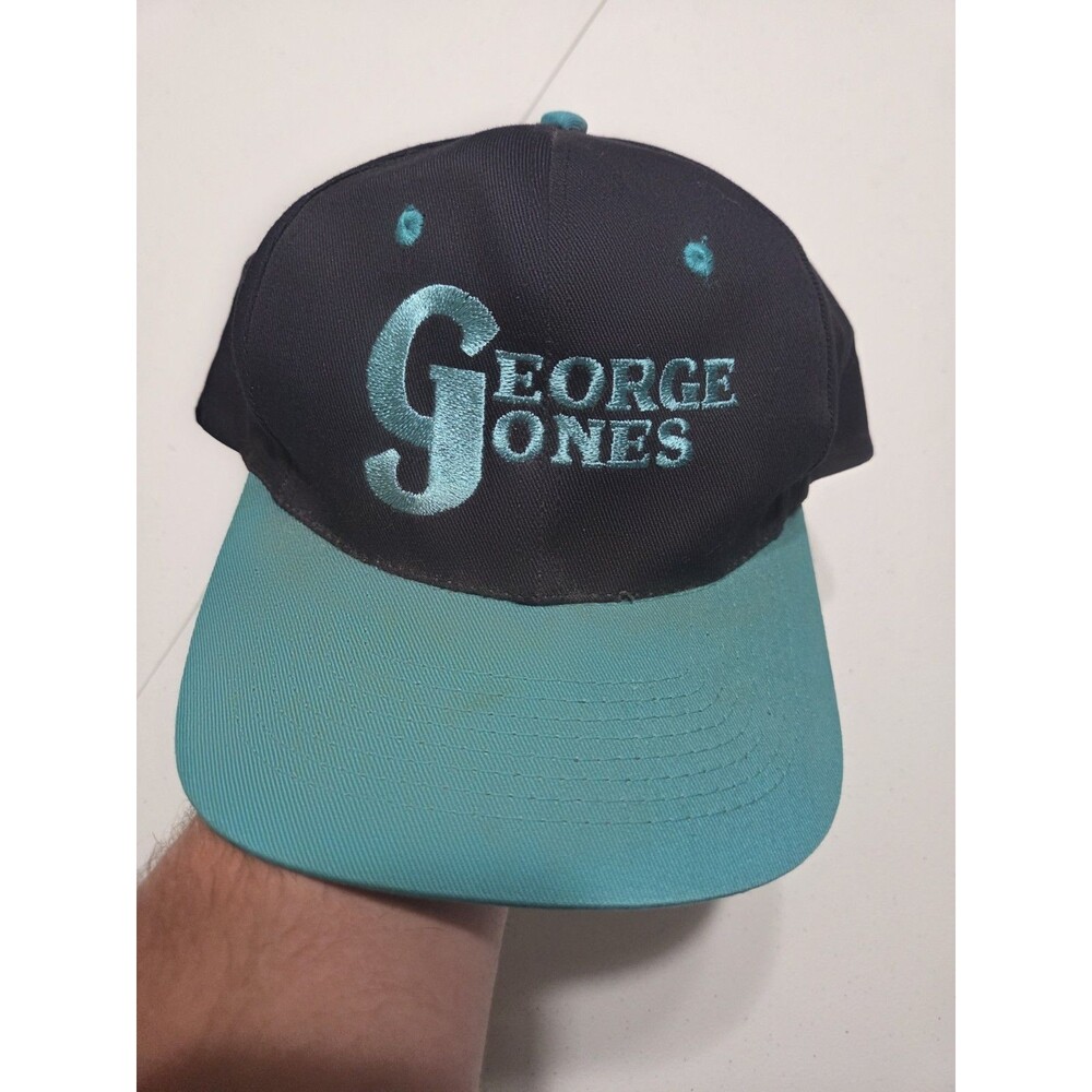 Vintage George Jones Hat Two-Tone Black Teal Snapback Cap Country Music KC Caps